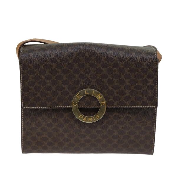 CELINE Macadam Canvas Shoulder Bag Pvc Brown - Picture 2 of 13